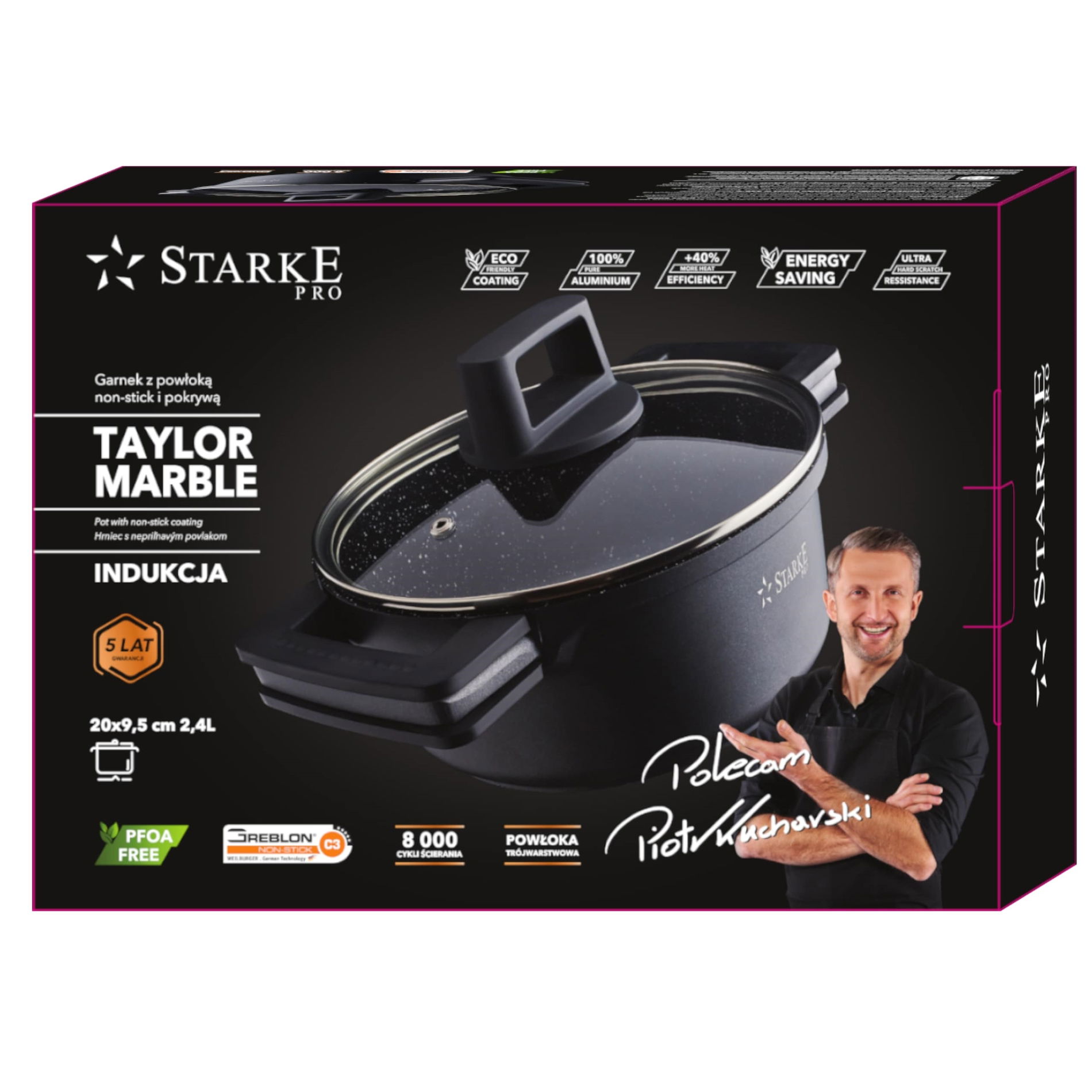 Hliníkový hrniec so vekom STARKE PRO TAYLOR MARBLE 2,4 l