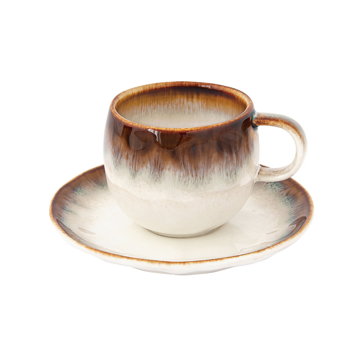 Porcelánový šálka na kávu so spodkom EASY LIFE BROWN 120 ml