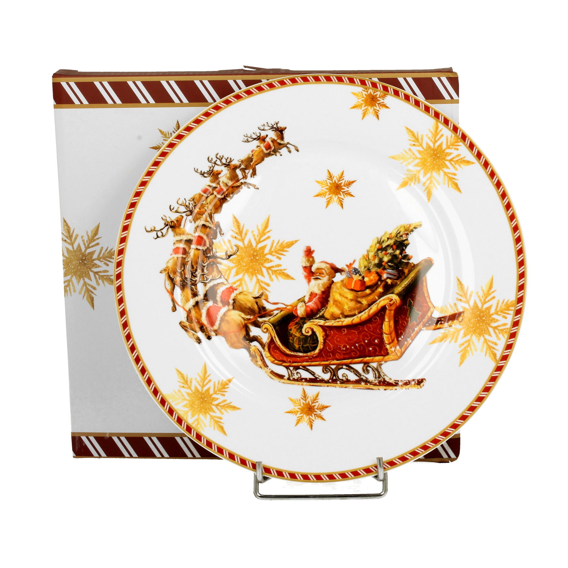 DUO CHRISTMAS CITY 27 cm vianočný tanier na večeru, porcelán DUO SANTA ON SLEIGH 27 cm