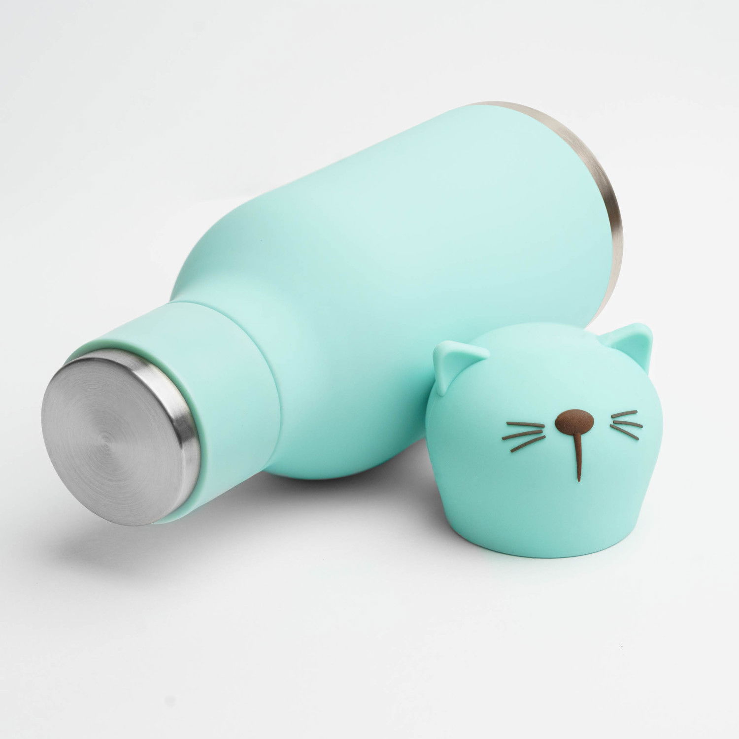 ASOBU Bestie Bottle Cat 0,46 l - butelka termiczna dla dzieci ze słomką