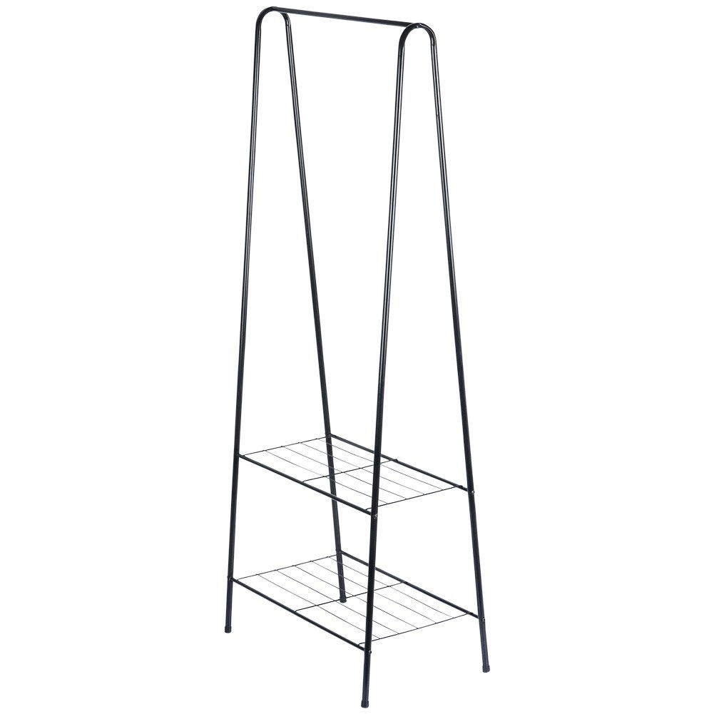 Wieszak na ubrania stojący metalowy z półkami 153 cm