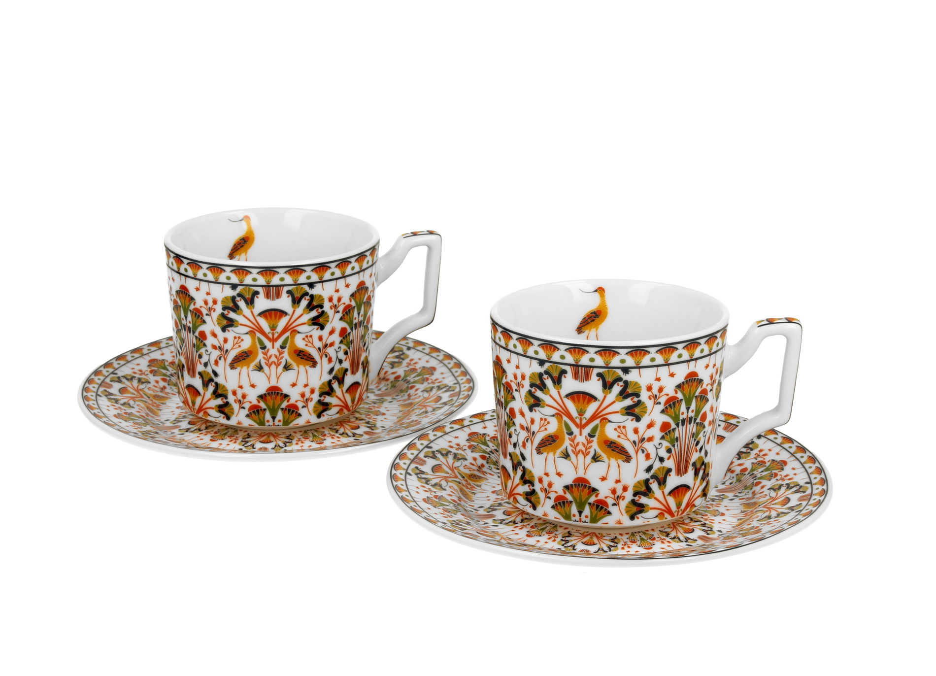 Porcelánové espresso šálky DUO GEOMETRIC HERON 120 ml 2 ks.
