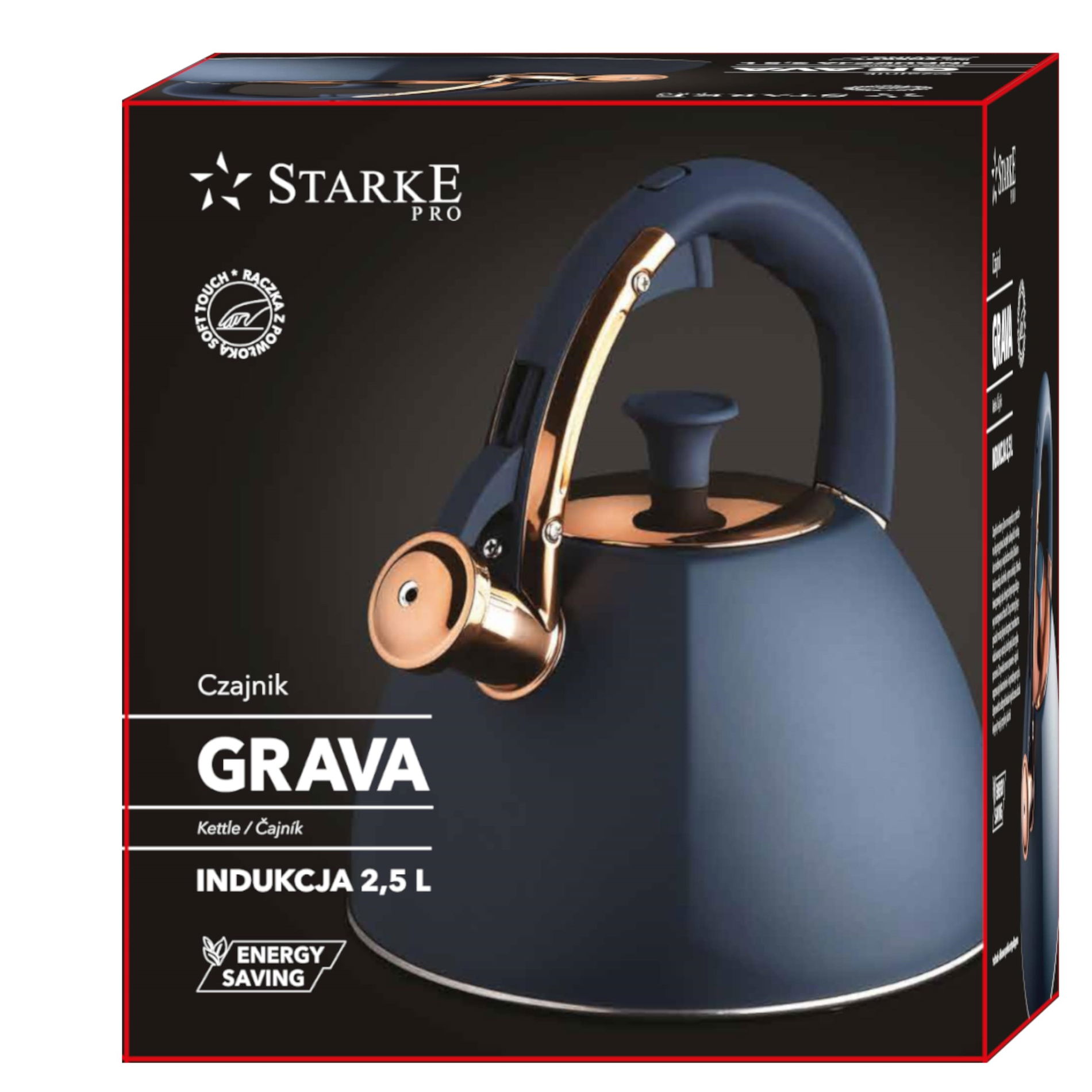 Nerezová konvice s píšťalkou STARKE PRO GRAVA NAVY 3 l