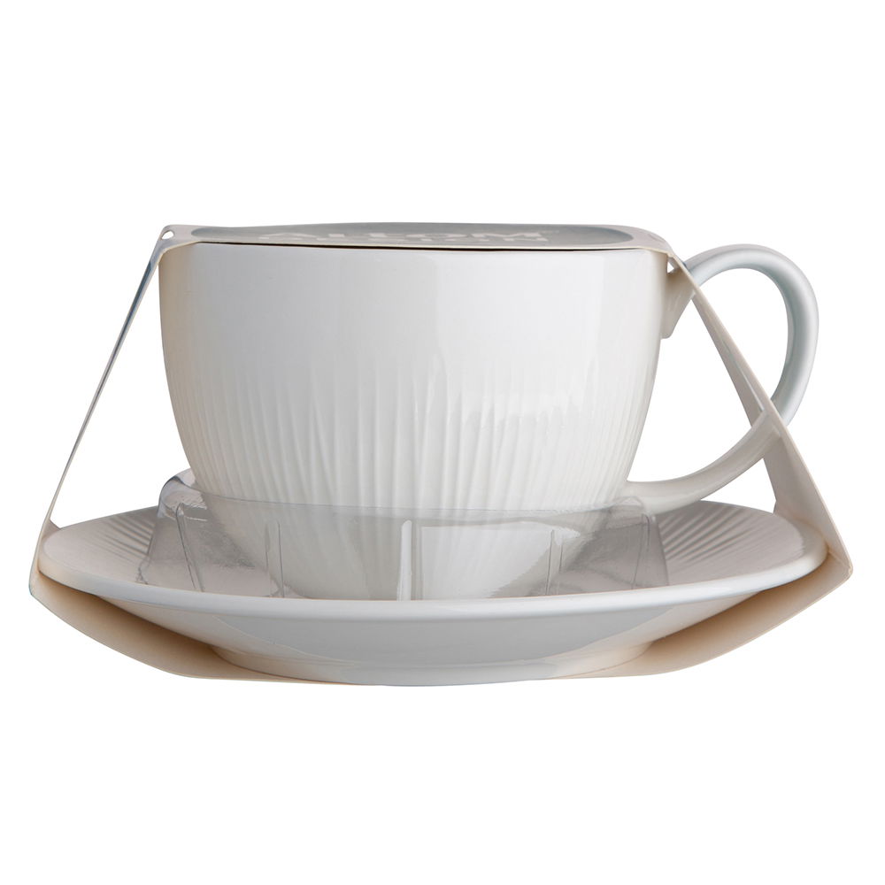Filiżanka do kawy i herbaty porcelanowa ze spodkiem ALESSIA 250 ml