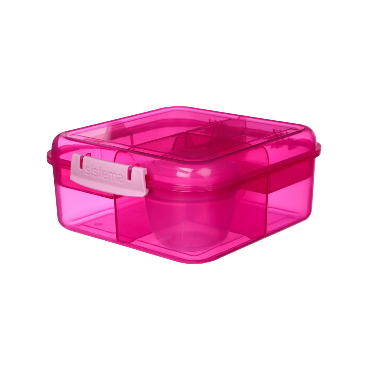 SISTEMA Lunch Bento Cube 1,25 l - obedová krabička / trojkomorová raňajková krabička s nádobkou na omáčku