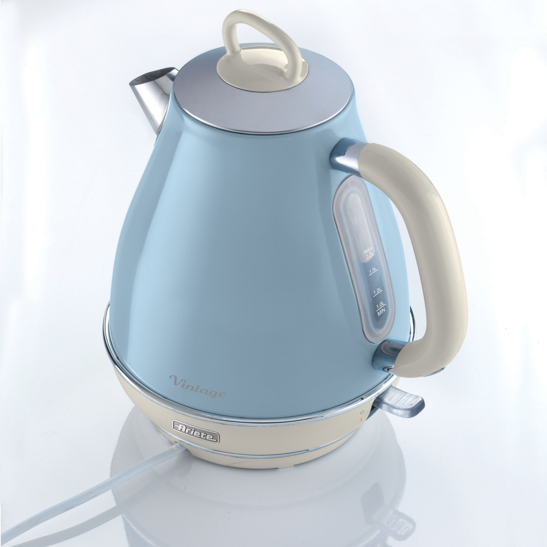 ARIETE Vintage 1,7 l modrá - ocelová bezdrátová rychlovarná konvice