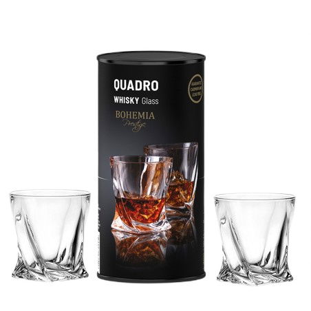 Křišťálové sklenice na whisky BOHEMIA QUADRO 340 ml 2 ks.