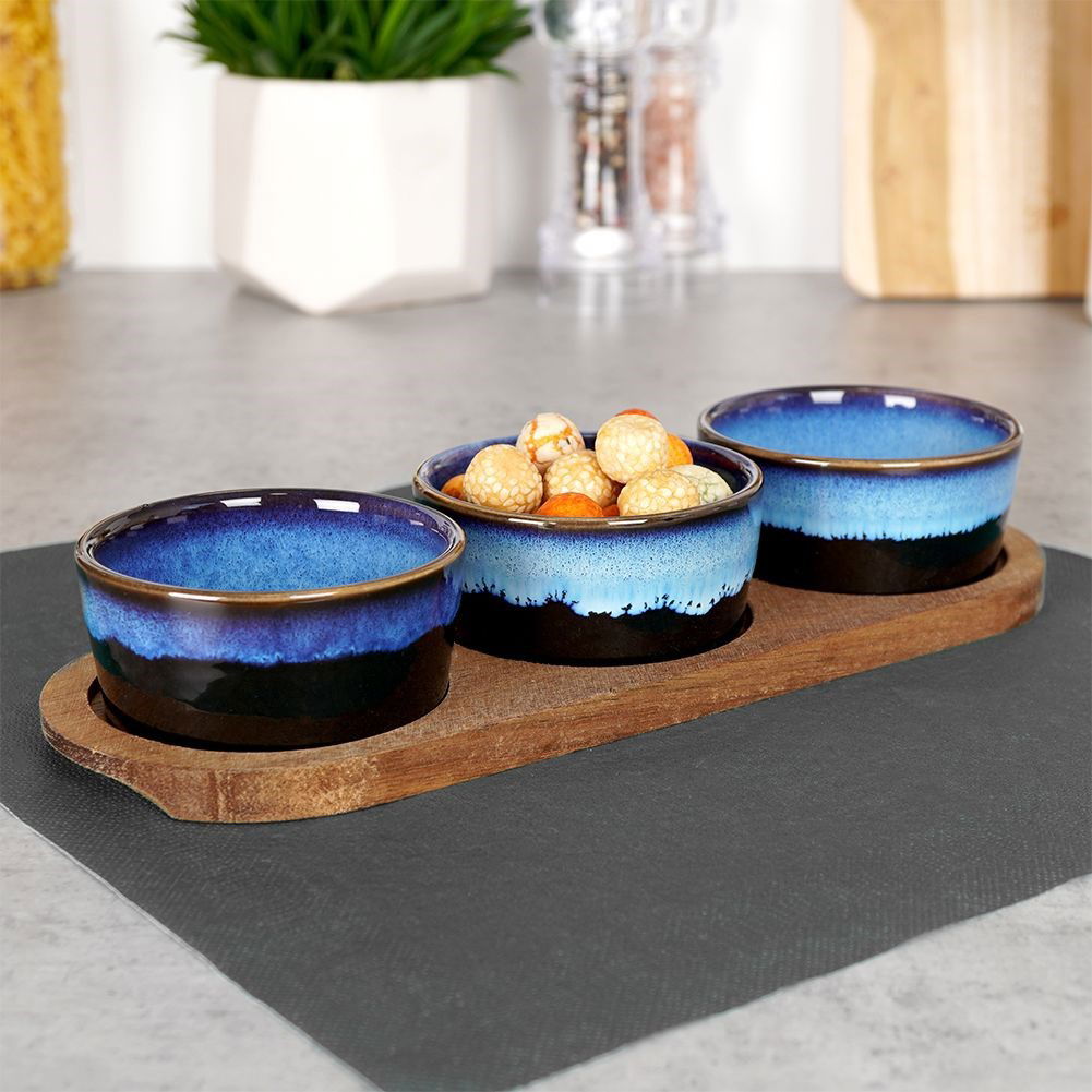 Miseczki do dipów i na przekąski ceramiczne na podstawce EXCELLENT HOUSEWARE 3 szt.