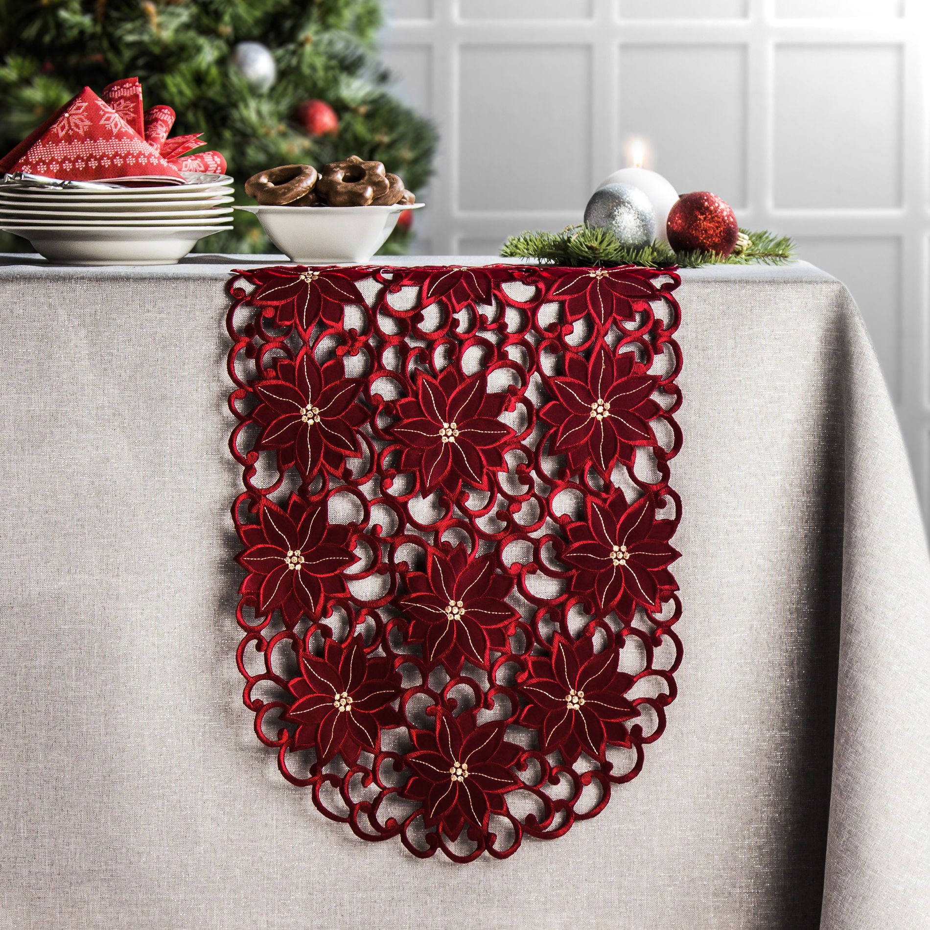 Polyesterový obrus JEDEKA BN 353 MÄSIARKA RED ČERVENÝ 40 x 90 cm