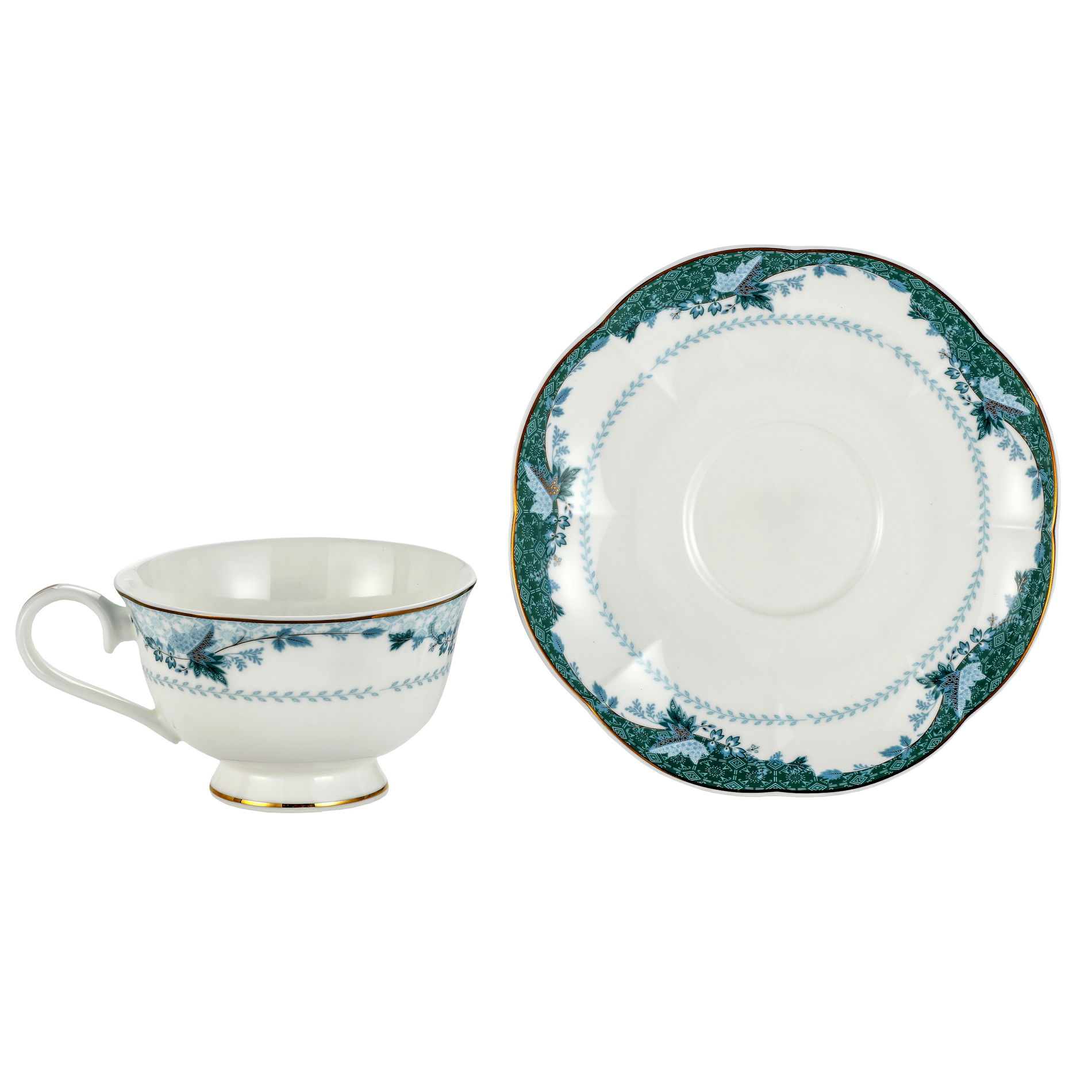 Porcelánové šálky na kávu a čaj s podšálky 250 ml 2 ks.