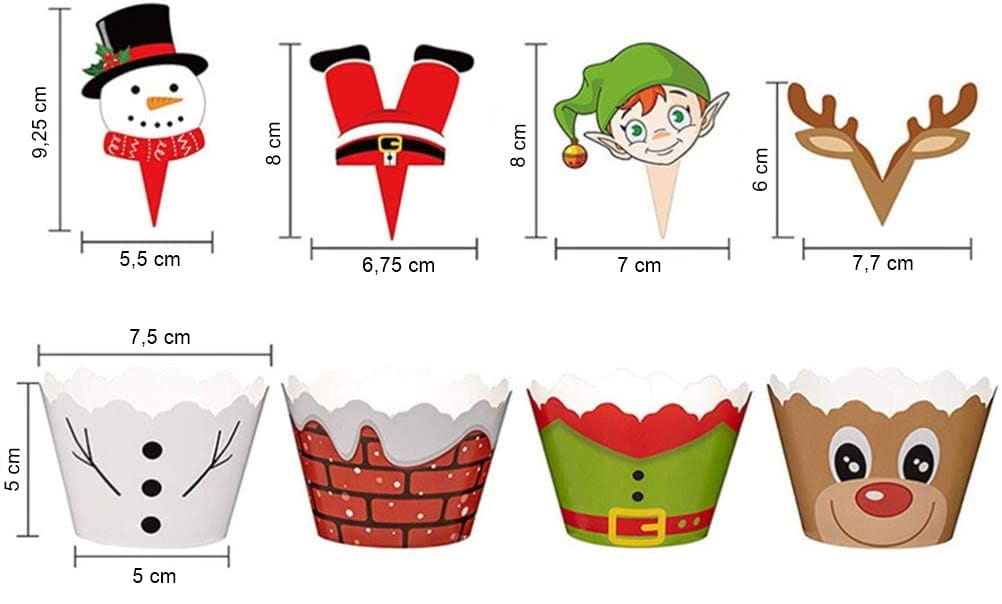 Košíčky na muffiny / obaly na muffiny s vánočními ozdobami (48 el.)