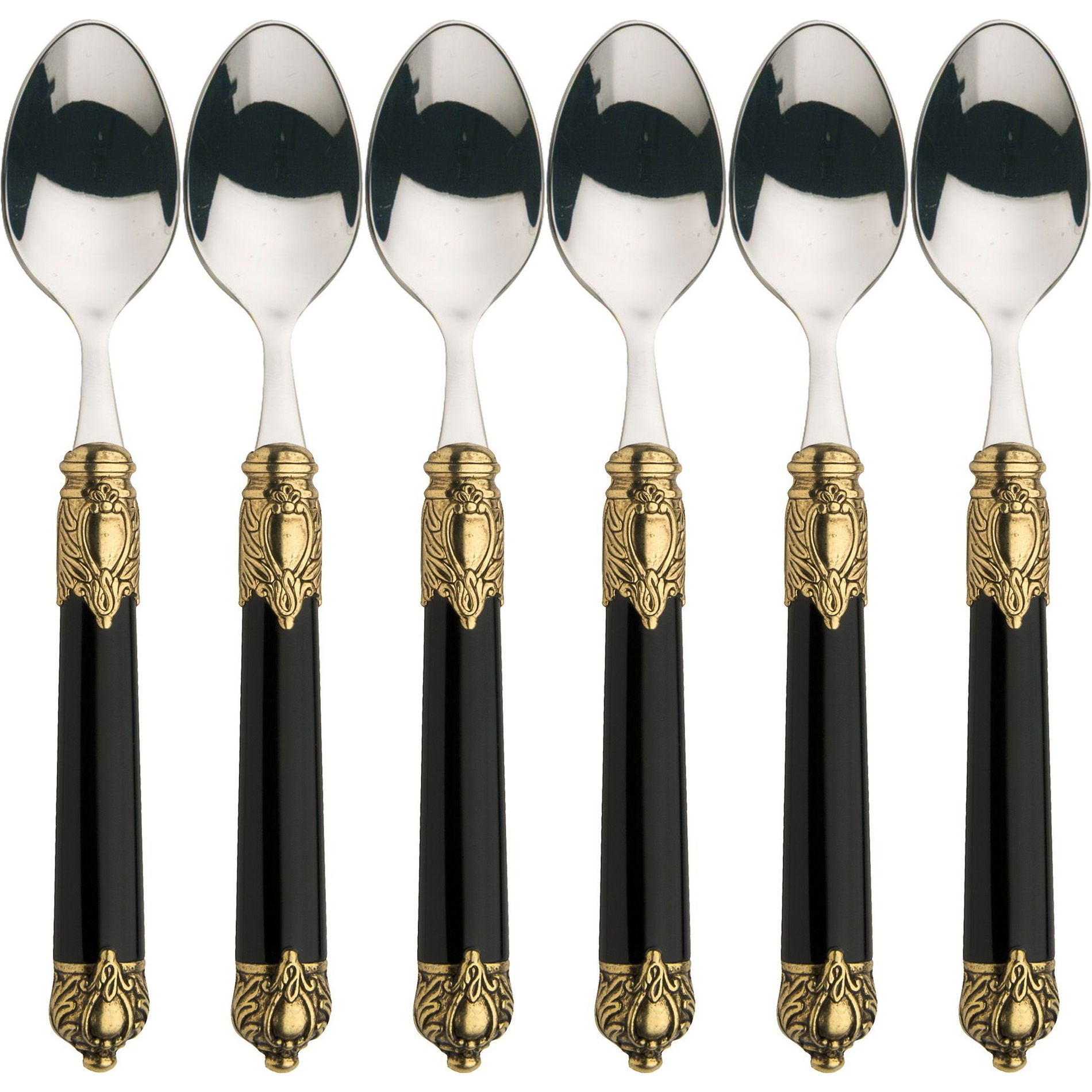 BUGATTI Rinascimento Gold Black 6 szt. - łyżeczki do kawy ze stali nierdzewnej