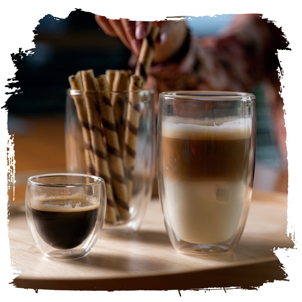Dvoustěnná skleněná termo sklenice na espresso FLORINA MALACHIT 100 ml 2 ks
