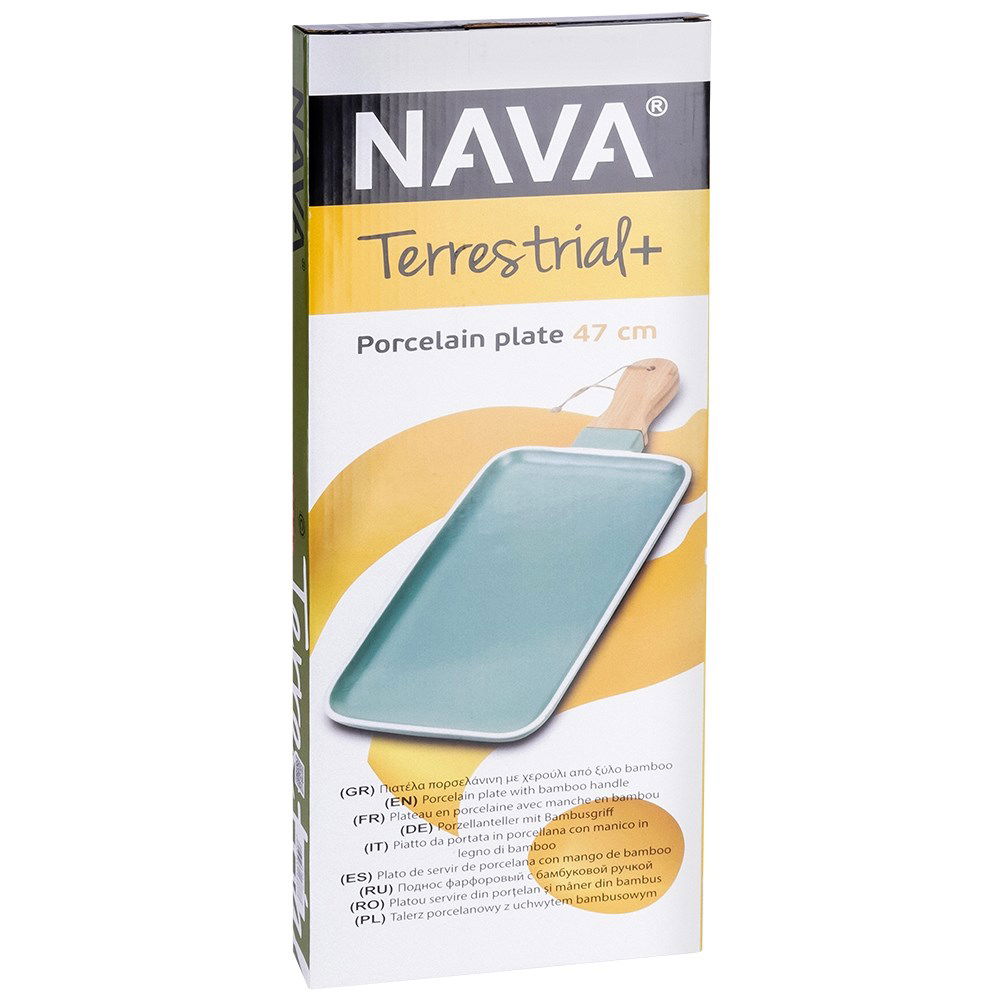 NAVA Terrestrial 46,5 x 18 cm čierny - porcelánový tanier na podávanie občerstvenia