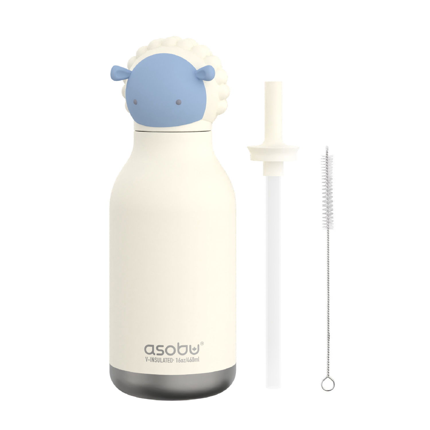 ASOBU Bestie Bottle Ovečka 0,46 l - dětská termo láhev s brčkem