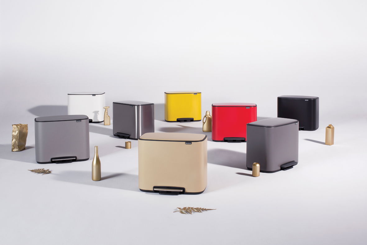 BRABANTIA Bo 34 l tmavě béžový - odpadkový koš s pedálem z nerezové oceli dvoukomorový