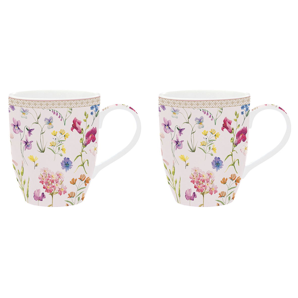 Porcelánové šálky SYMPHONIE FLORALE pudrově růžové 350 ml 2 ks.