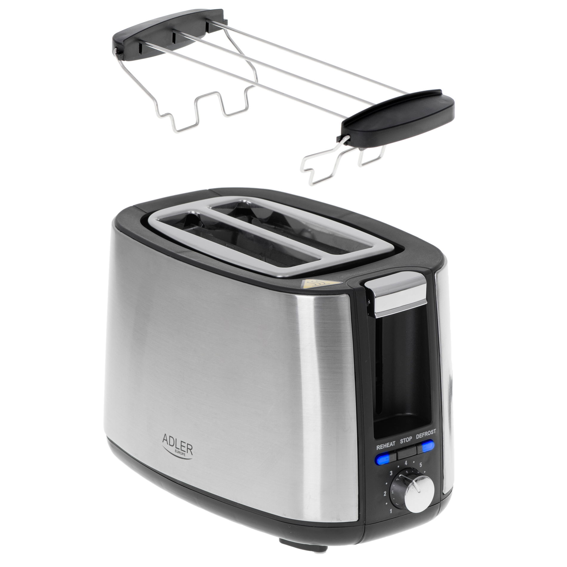 ADLER AD 3214 900 W - elektrický toustovač s mřížkou na housky