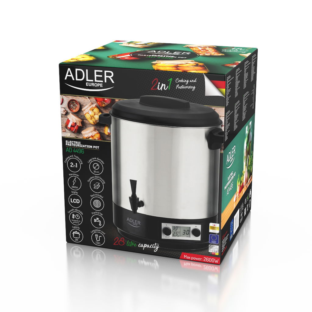 Elektrický hrnec ADLER 2600 W - hrnec na vaření vody z nerezové oceli