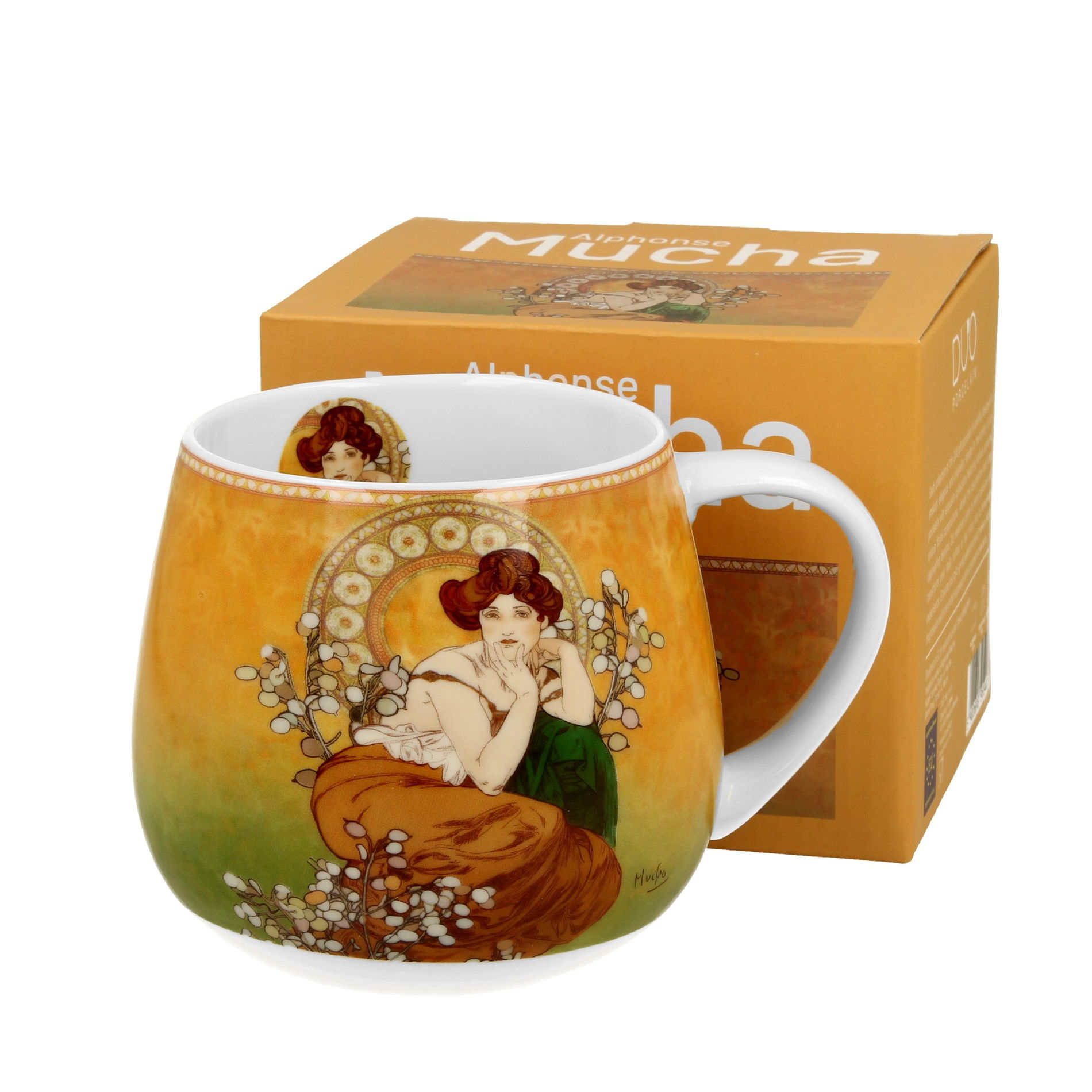 Kubek porcelanowy baryłka DUO ART GALLERY TOPAZ BY A. MUCHA 430 ml