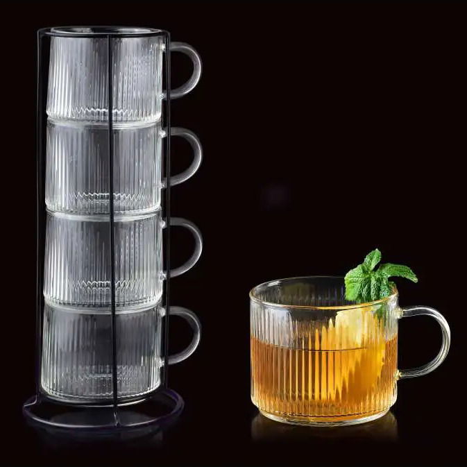 Sklenené šálky so stojanom PETER 350 ml