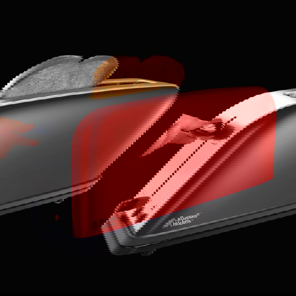 RUSSELL HOBBS Colours Plus Flame Red Long Slot 1000 W červený – nerezový, elektrický toustovač/topinkovač
