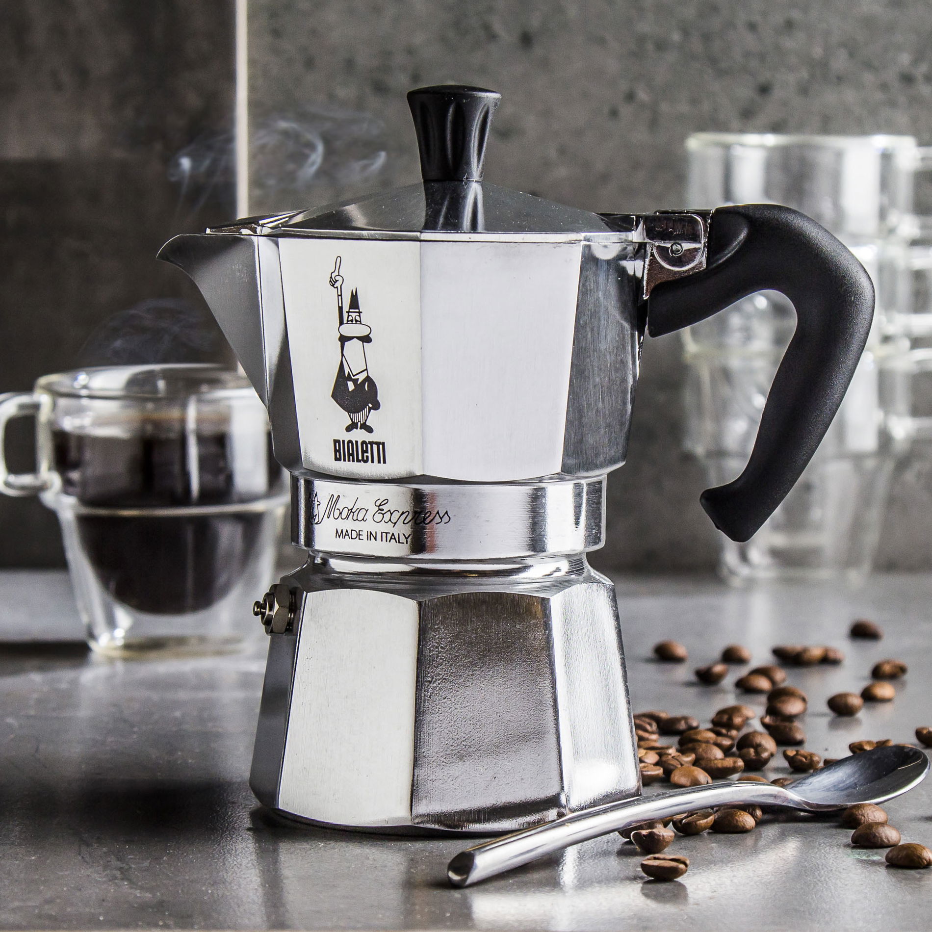 BIALETTI Moka Express na 3 filiżanki espresso (3 tz) - zestaw włoska kawiarka aluminiowa ciśnieniowa z kawą Perfetto Moka Classico 250g