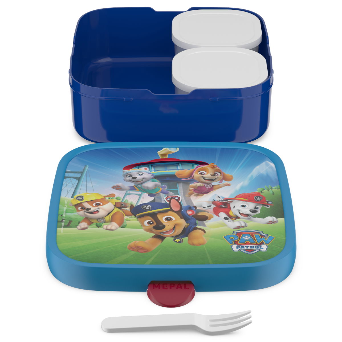 MEPAL CAMPUS LABKOVÁ PATROLA 900 ml - bento lunchbox pre deti s vložkou a vidličkou, bez BPA, tyrkysový