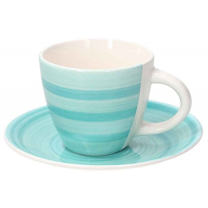 TOGNANA Spin 190 ml 6 szt. - filiżanki do kawy i herbaty ręcznie malowane porcelanowe ze spodkami
