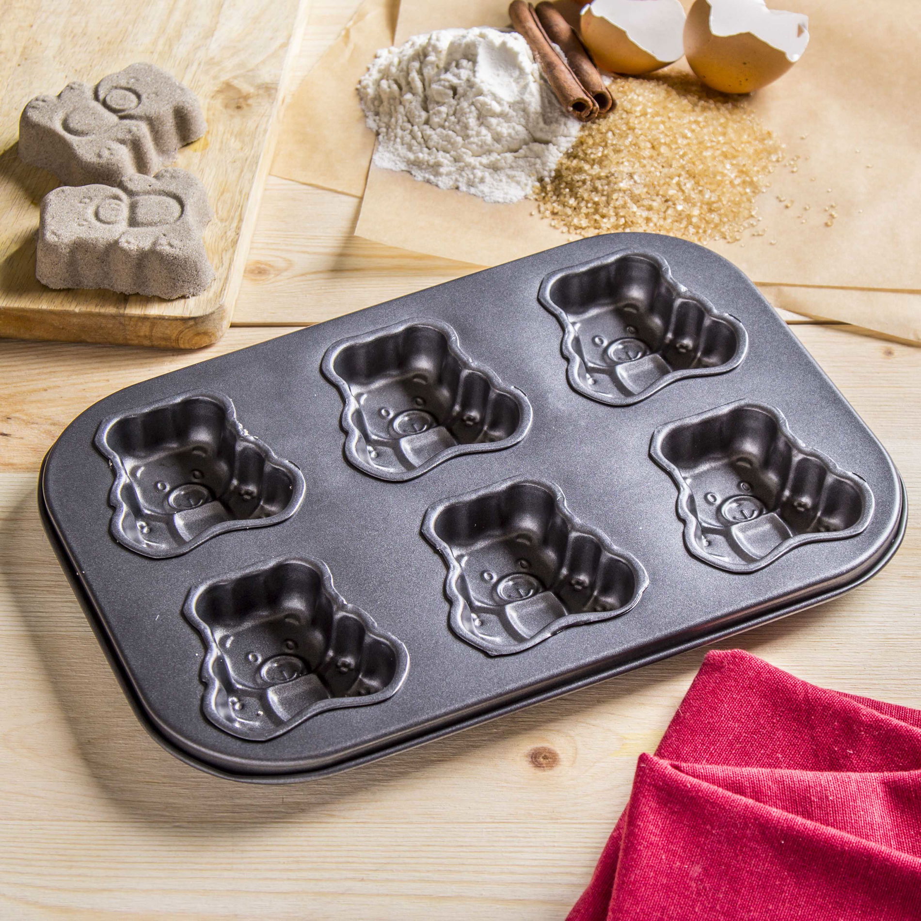 Kovová forma na 6 cukroví TEDDY ŠEDÁ