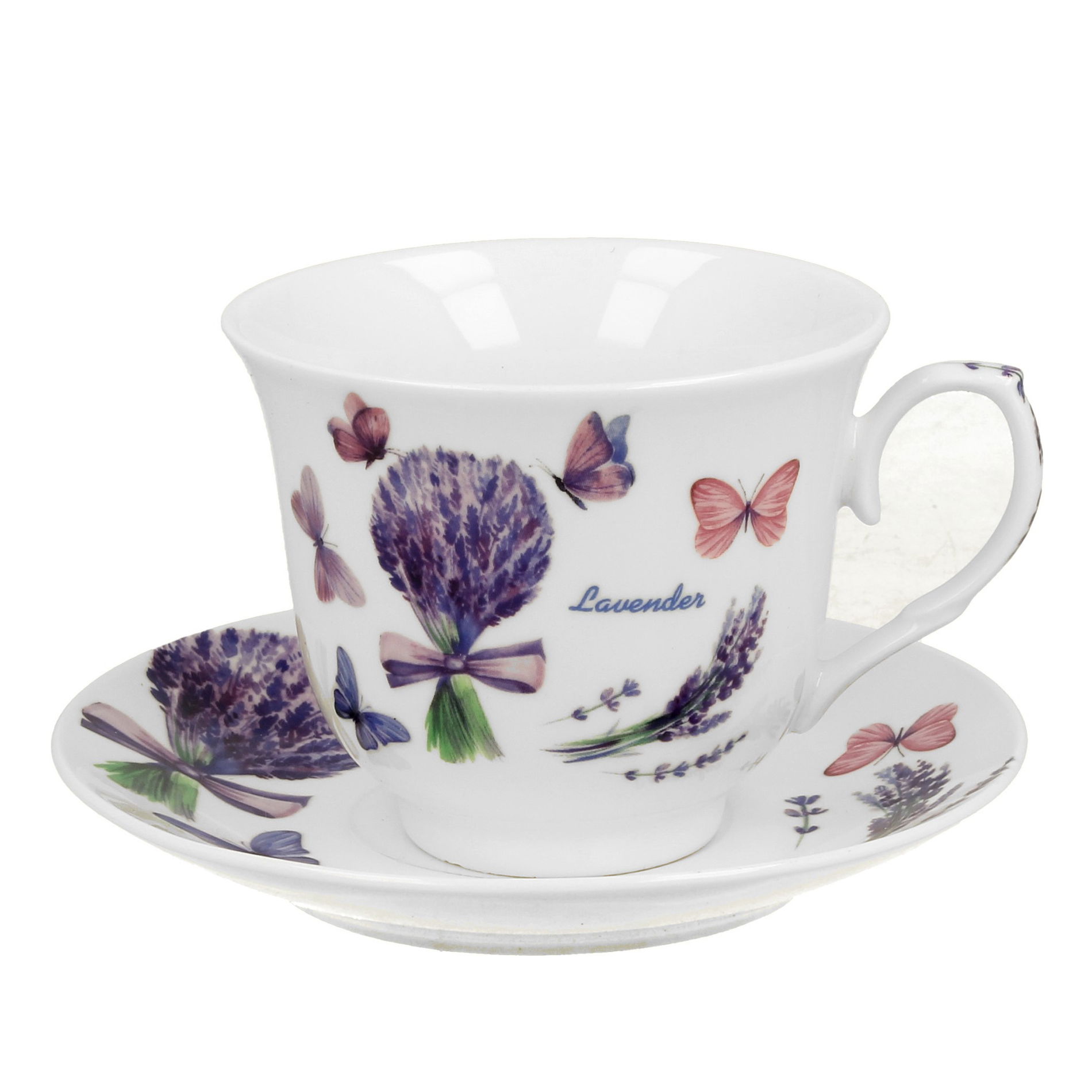 Porcelánový šálek na kávu a čaj s podšálkem DUO CROCUS VIOLET 250 ml