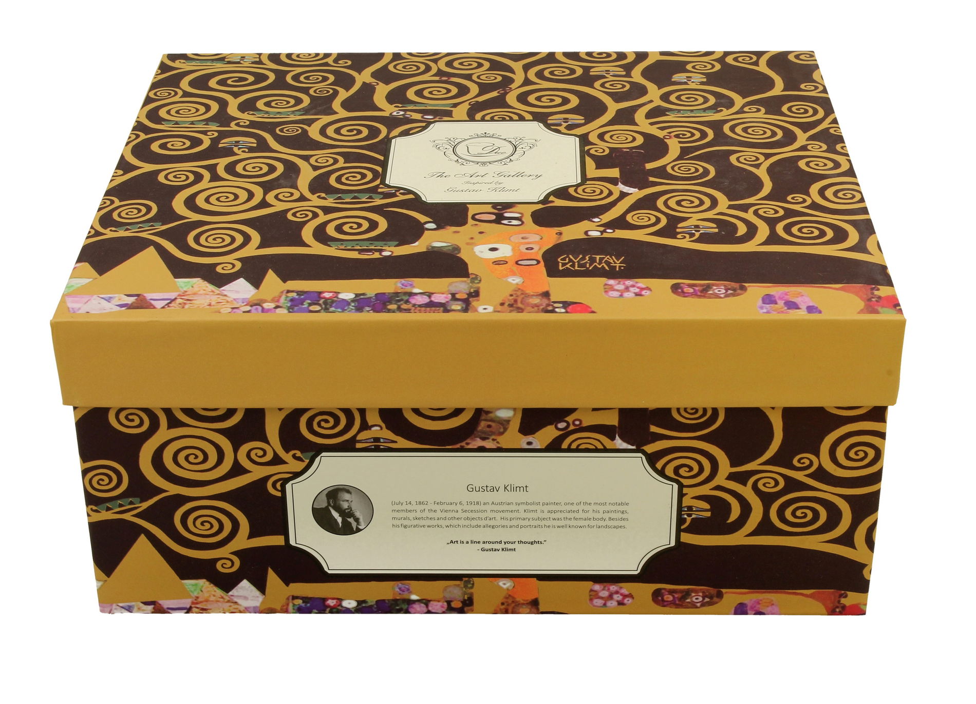 Filiżanki do espresso porcelanowe ze spodkami DUO ART GALLERY THE KISS BROWN BY GUSTAV KLIMT 110 ml 2 szt.
