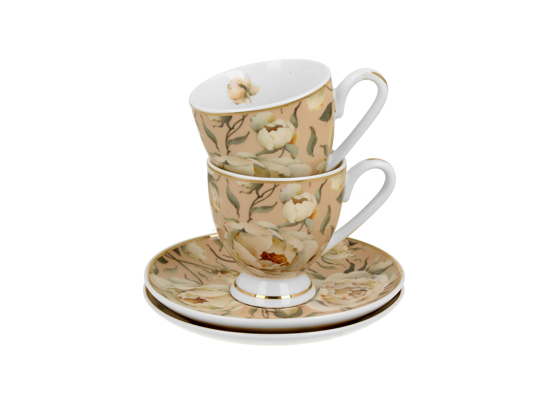 Porcelánové šálky na espresso s podšálky DUO THE SECRET GARDEN ENGLISH ROSES 90 ml 2 ks.