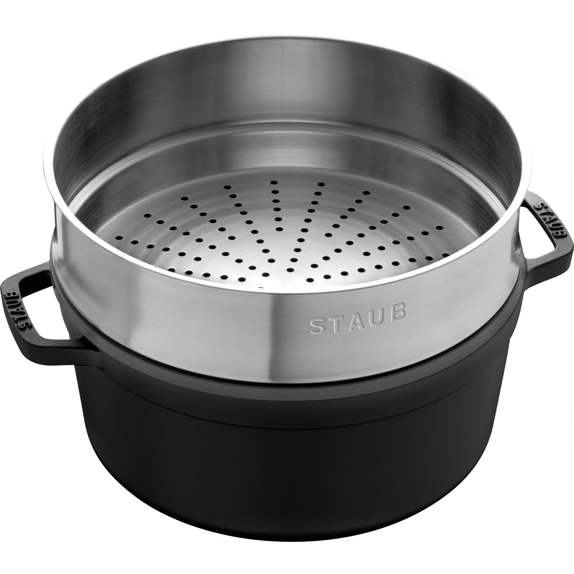 STAUB La Cocotte 5,2 l černá - litinový hrnec s poklicí a napařovací vložkou