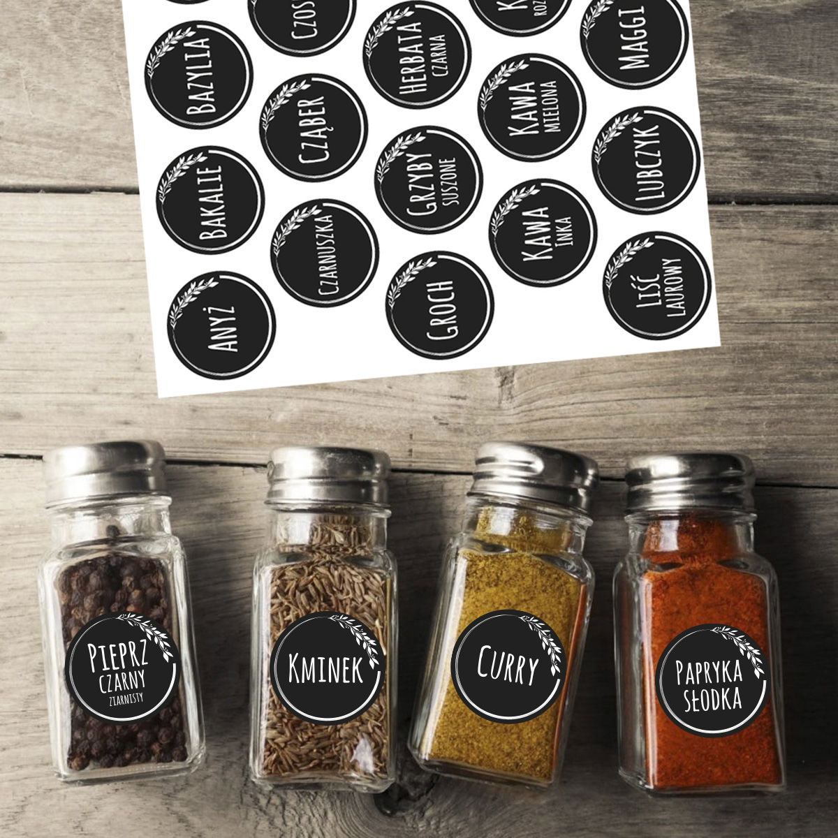 Papírové etikety na kuchyňské nádoby STICKERS SPICES 180 ks