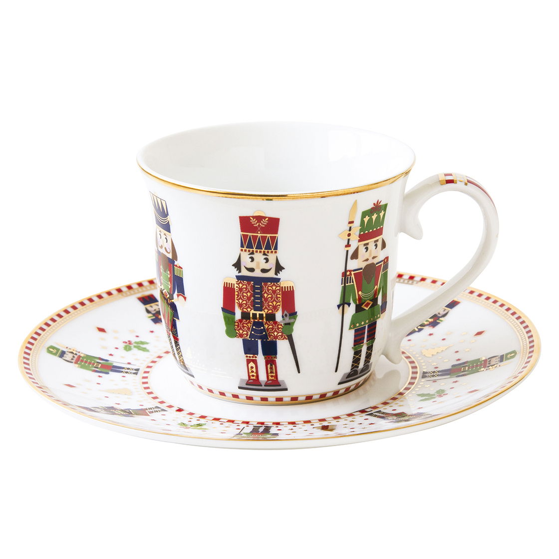 Porcelánový šálek na čaj a kávu s podšálkem CHRISTMAS IN EASY LIFE CREMAL 200 ml