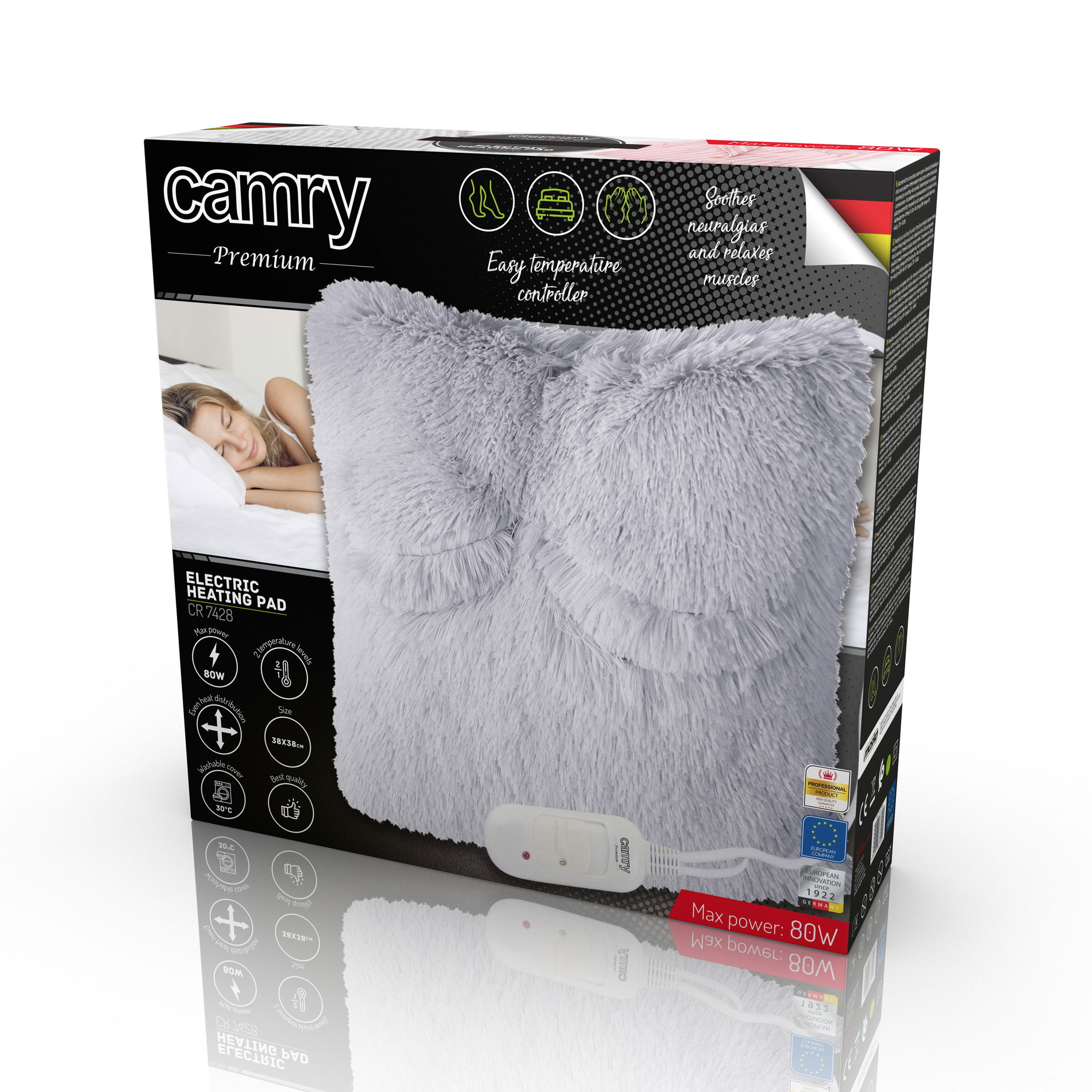 CAMRY CR 7428 38 x 38 cm sivá - elektrická polyesterová vankúš