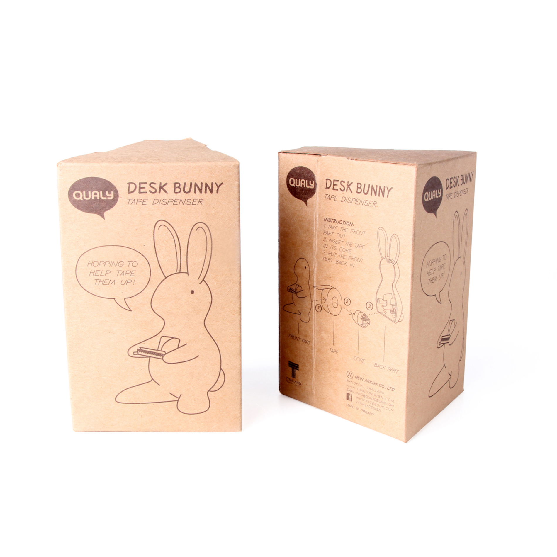QUALY Králik Bunny biely - plastový podávač lepiacej pásky