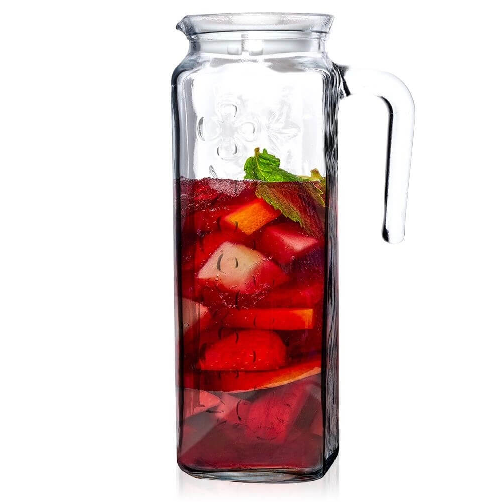 Sklenený džbán na vodu a nápoje s pokrievkou 1,2 l