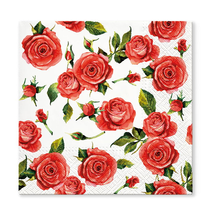 Dekoračné papierové obrúsky PAW ROSE STYLE BIELE 20 ks.