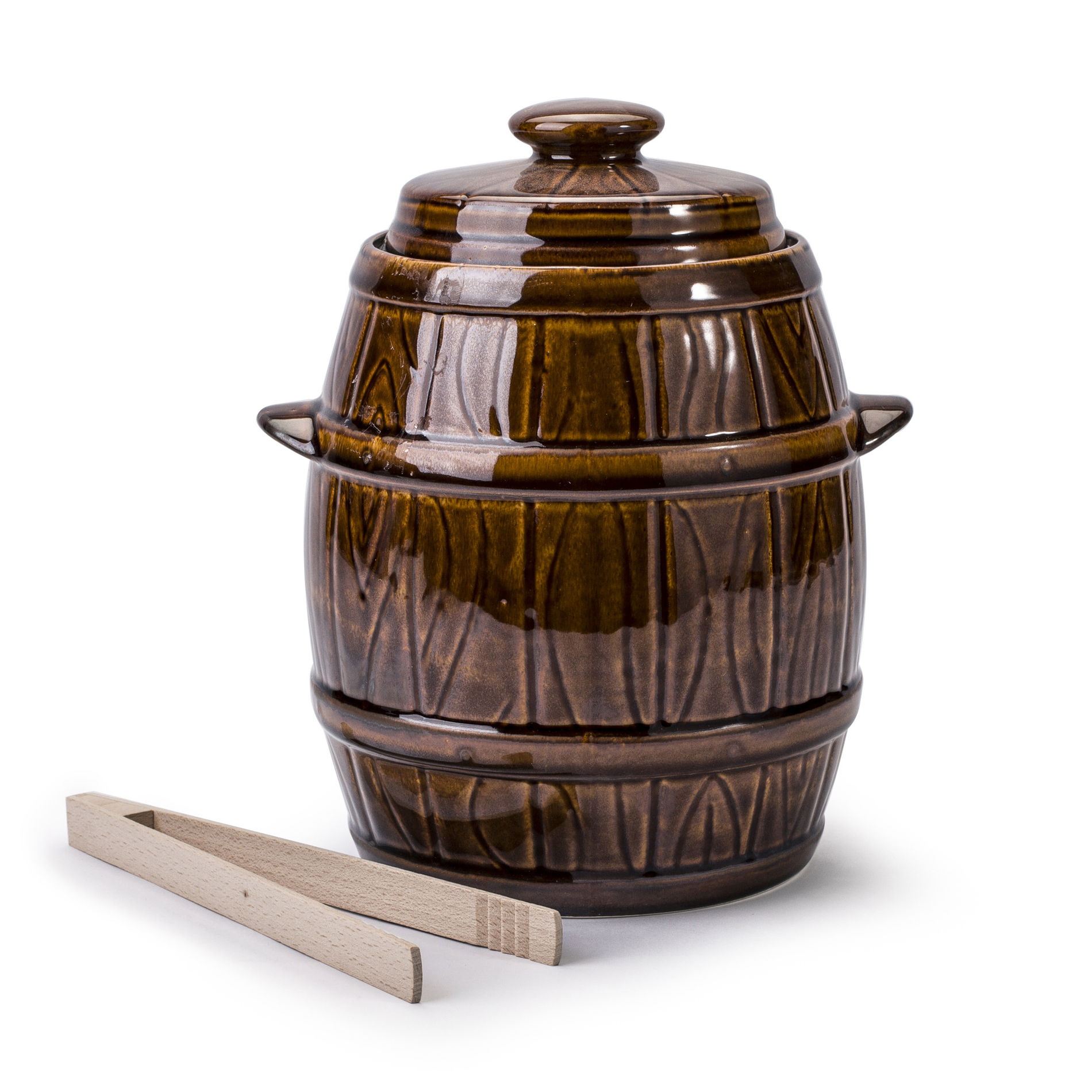 Kameninový sud na kysané zelí a okurky s vodním límcem a víkem KRYSTYNKA HERMETIC BACY BRONZE 5 l