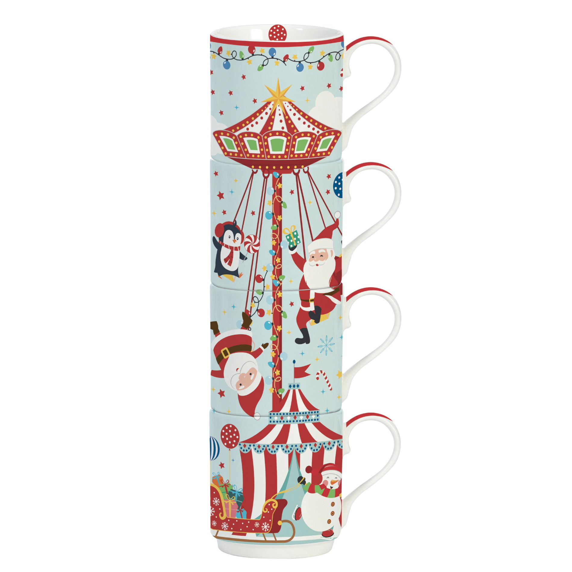 Porcelánové šálky CHRISTMAS FRIENDS MODRÉ 275 ml 4 ks