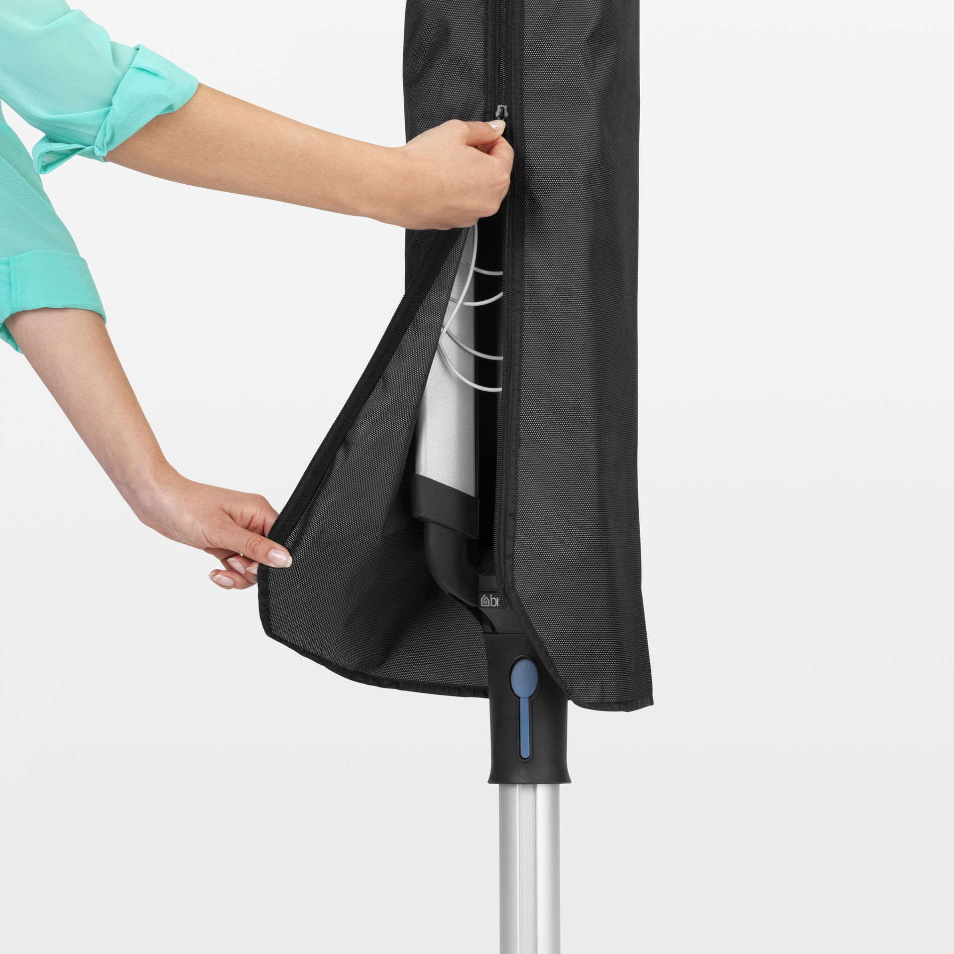 BRABANTIA Lift O Matic Advance 50 mb szara - suszarka na pranie ogrodowa stalowa z pokrowcem i workiem na klamerki