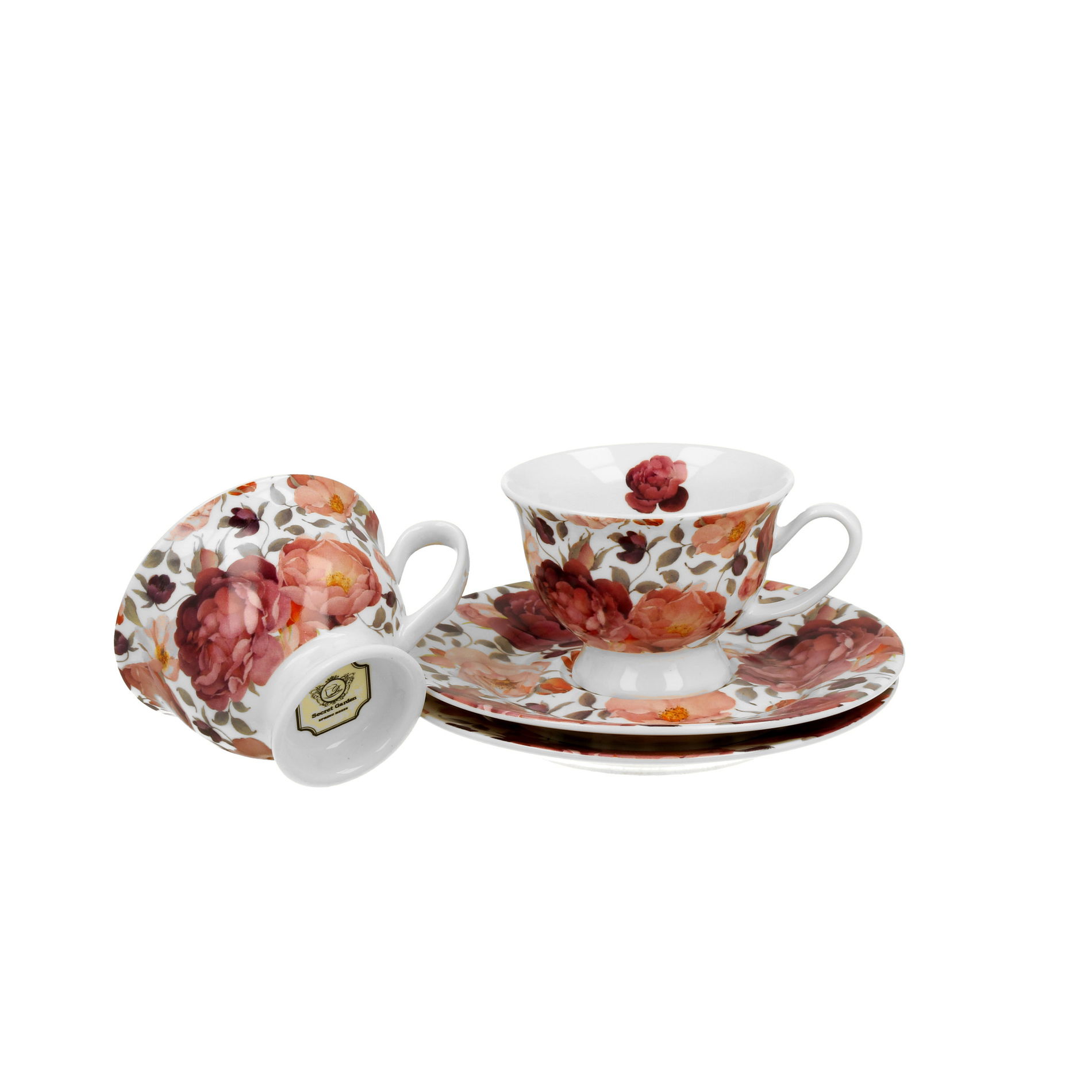 Porcelánové espresso šálky s tanierikmi DUO FLORAL EXCLUSIVE SPRING ROSES 100 ml 2 ks.