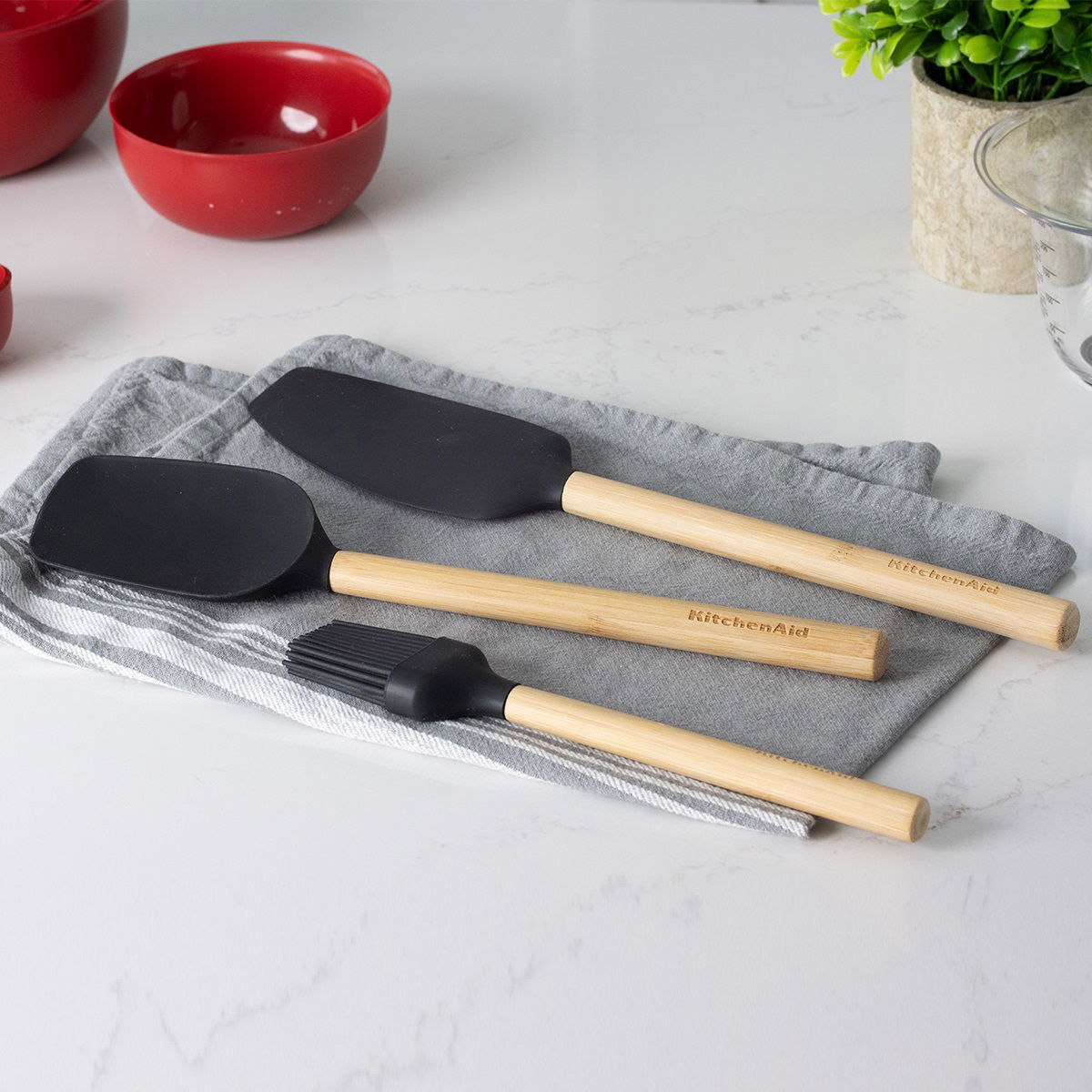 KITCHENAID Classic Bamboo 3 el. - sada kuchyňských nástrojů ze silikonu