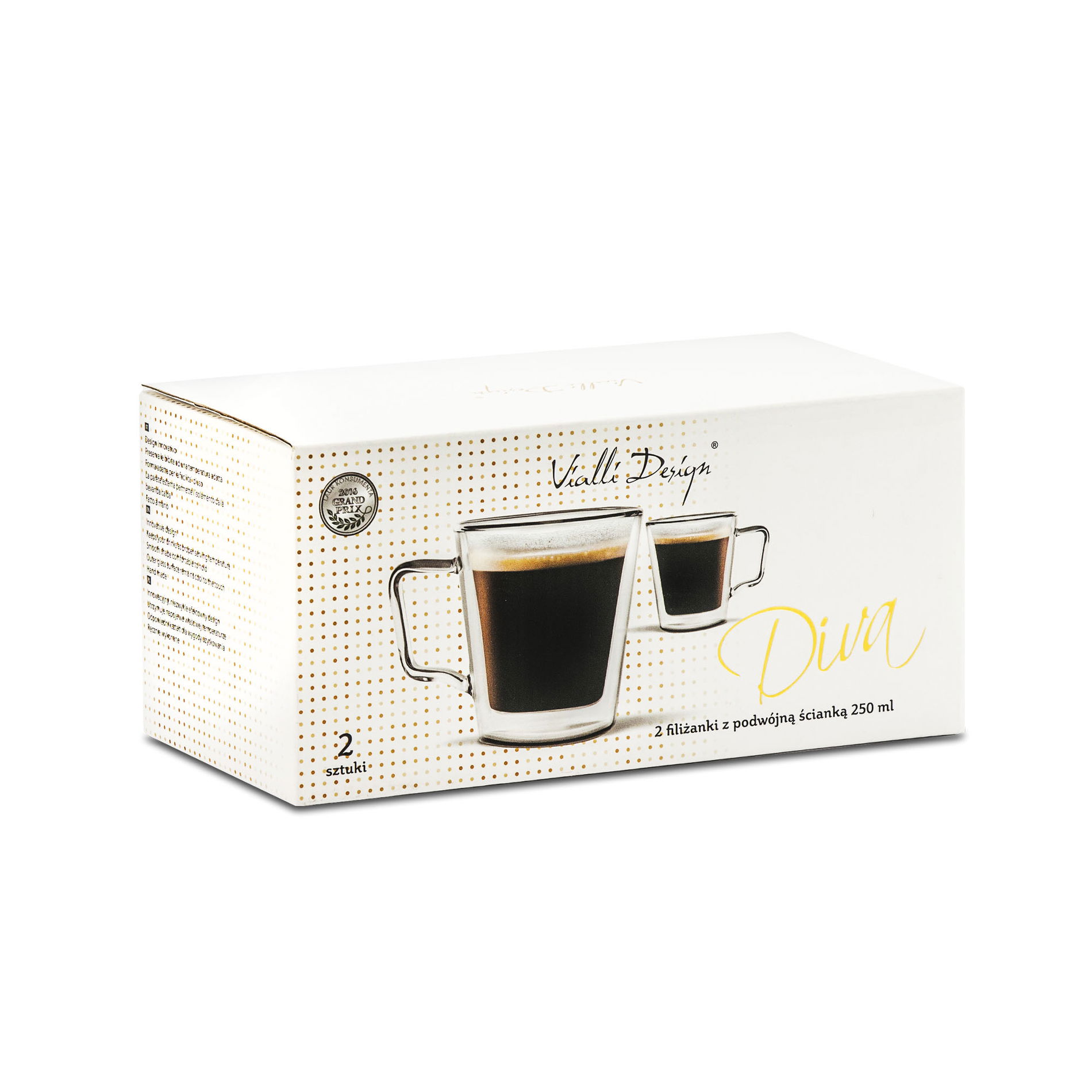 VIALLI DESIGN Diva 250 ml 2 ks - dvoustěnná skleněná termo sklenice na kávu a čaj