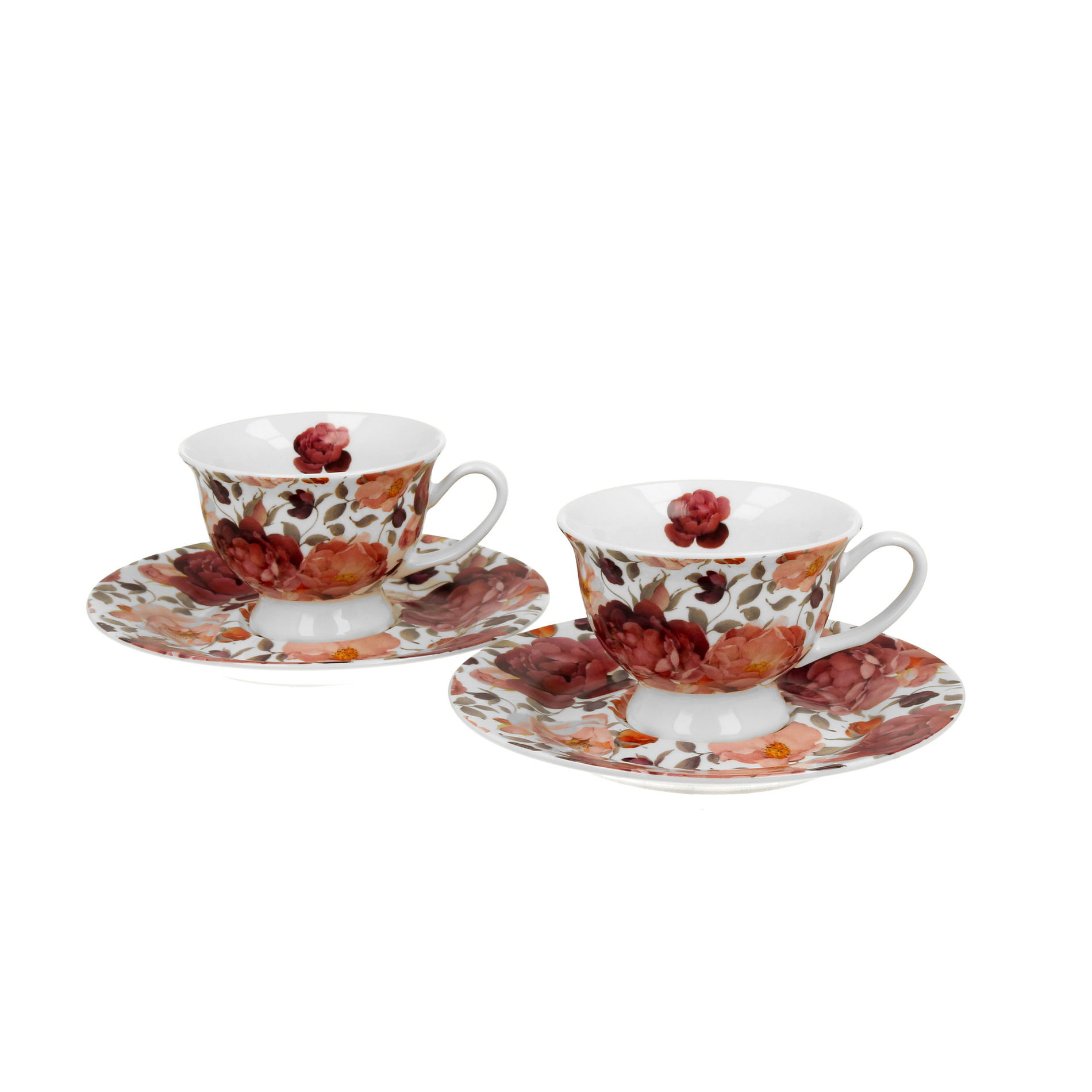 Porcelánové espresso šálky s tanierikmi DUO FLORAL EXCLUSIVE SPRING ROSES 100 ml 2 ks.