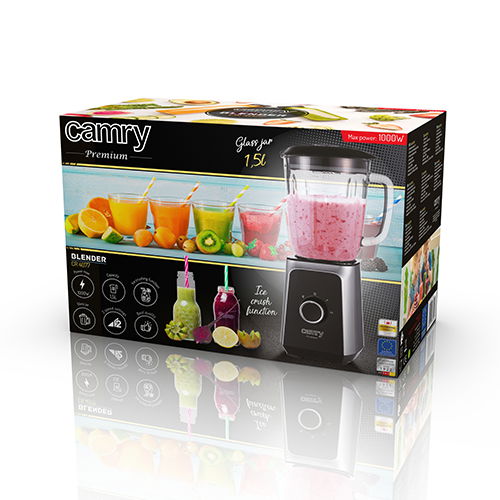 CAMRY Crusher 1000 W stříbrný - skleněný stolni mixer (smoothie)