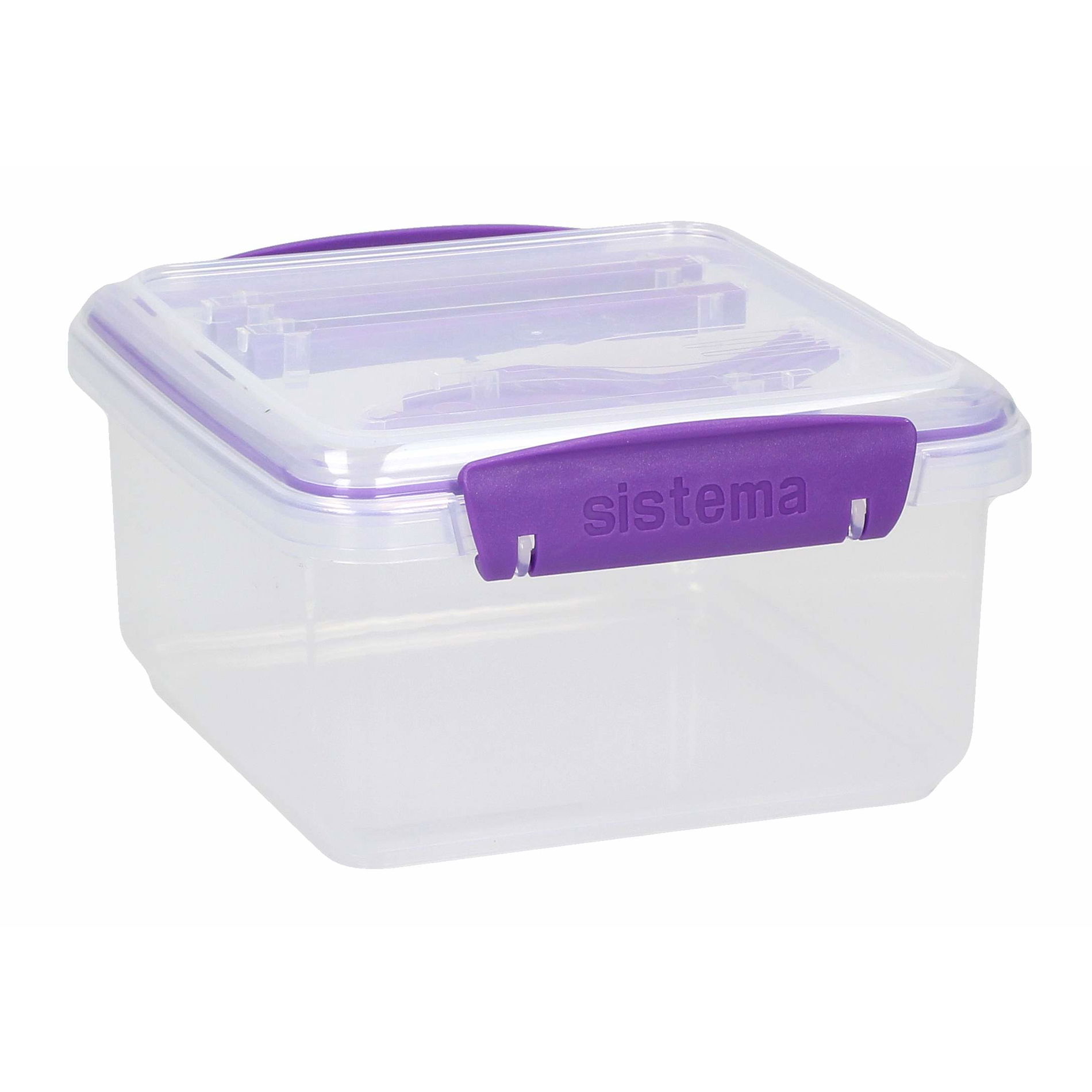 SISTEMA To Go Lunch Plus 1,2 l fioletowy - lunch box / śniadaniówka plastikowa ze sztućcami