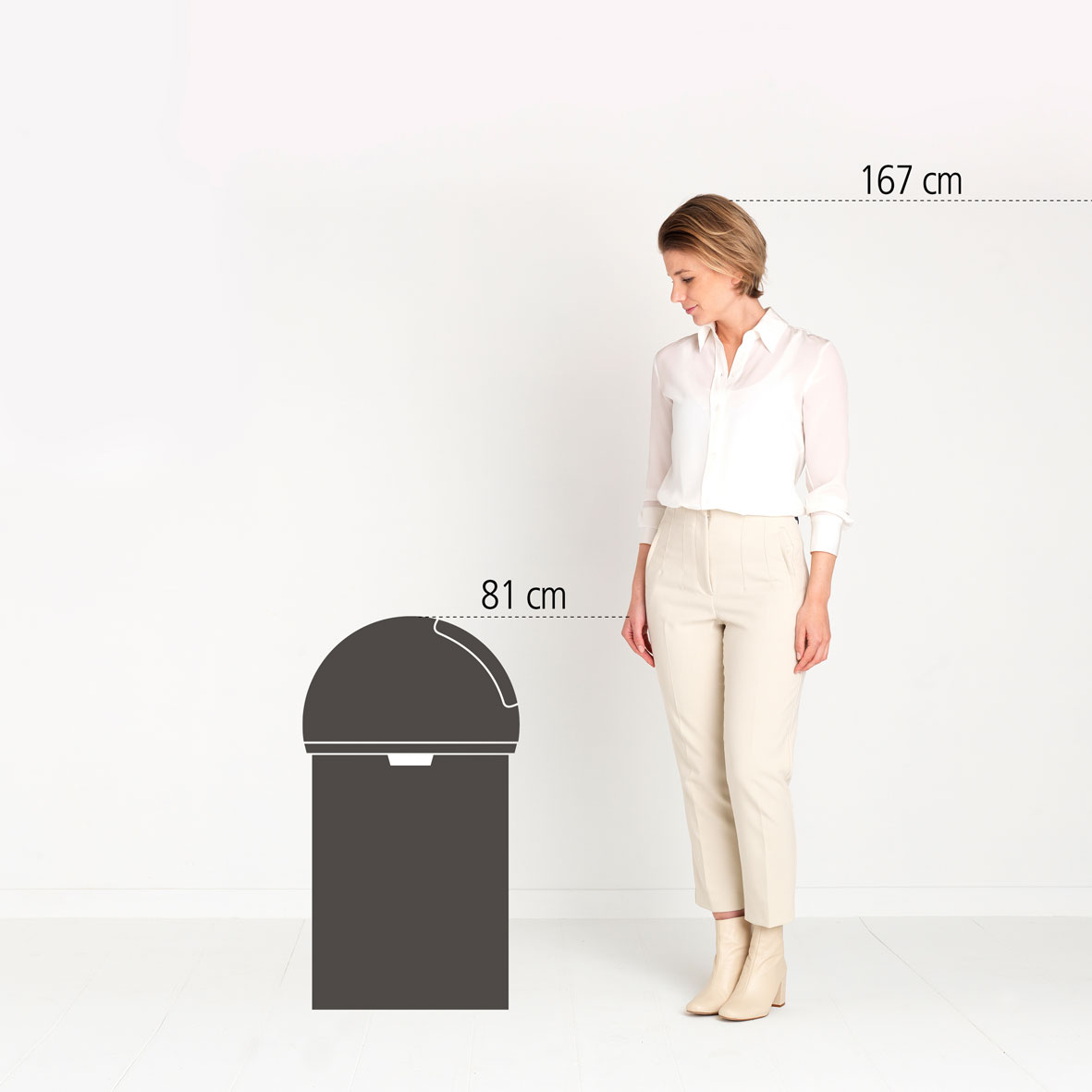 BRABANTIA Push Bin 60 l - kosz na śmieci ze stali nierdzewnej